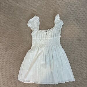 Aritzia White Mini Dress with Puff Sleeves